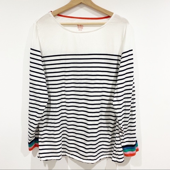 Boden Tops - Boden striped long rainbow sleeve cotton top Sz 18